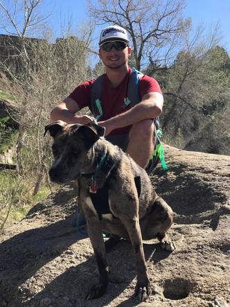 Coach Wedow and Bentley hiking Castlewood Canyon